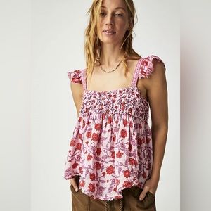 Free People Nala Print Babydoll Tank - Pink